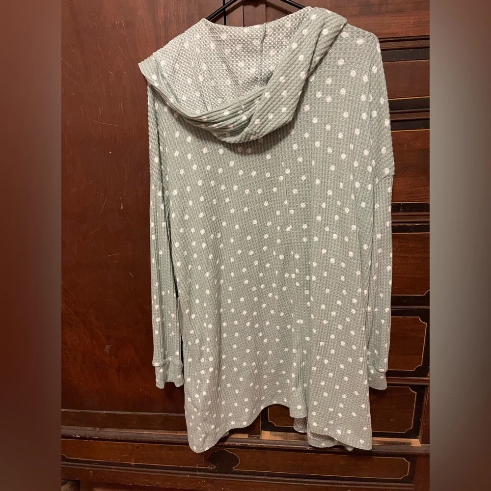 LuLaRoe Sage Green Polka Dot Open Cardigan/Robe